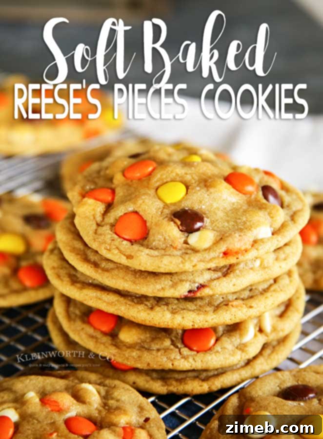 Reese's Pieces Peanut Butter Bliss Bites 16 Soft Baked Reese's Pieces Cookies - recipe card image