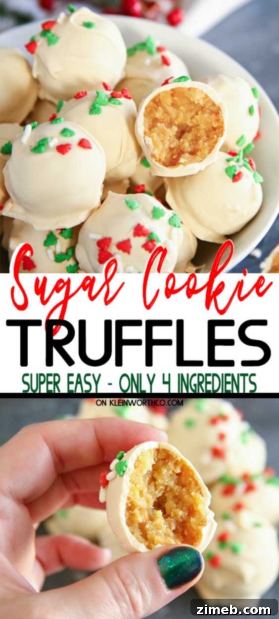 Sugar Cookie Truffles, an easy no-bake holiday dessert perfect for gifts and parties.
