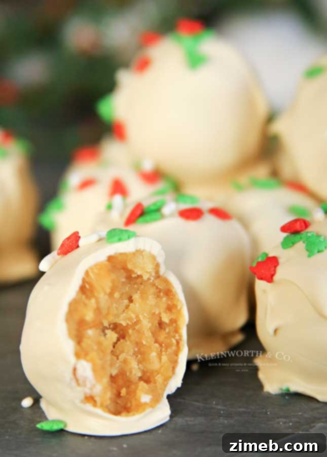 Festive Holiday Treat - Sugar Cookie Truffles with colorful sprinkles.
