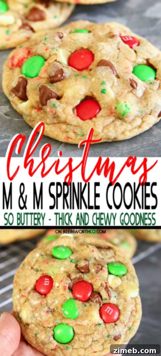 Holiday Chocolate Candy Confetti Cookies 2 Christmas M&M Sprinkle Cookies - Thick & Chewy Holiday Recipe
