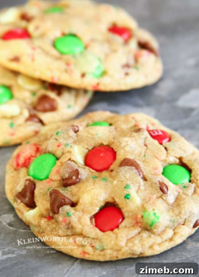 Holiday Chocolate Candy Confetti Cookies 6 Holiday - Christmas M&M Sprinkle Cookies - Festive Treat