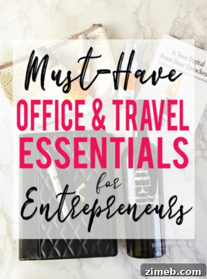 Elevate Your Hustle: Indispensable Office And Travel Tools for Entrepreneurs 13 PIN - Must-Have Office & Travel Essentials for Entrepreneurs: Share on Social Media