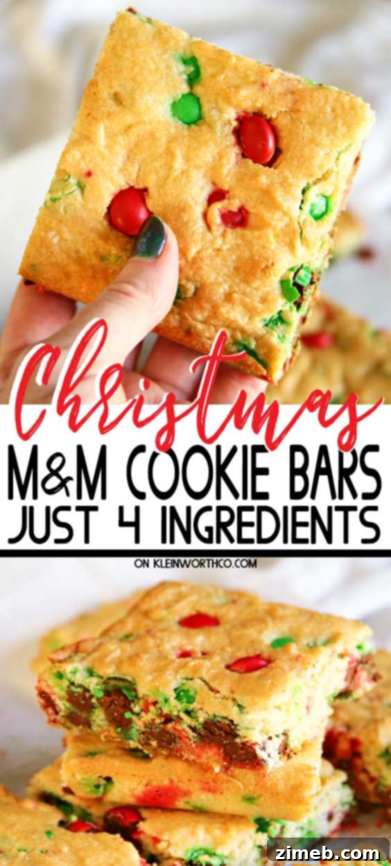 Festive M and M Cookie Bars 2 M&M Christmas Cookie Bars - a delightful, easy-to-make holiday dessert with festive M&M's
