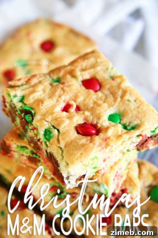 Festive M and M Cookie Bars 18 M&M Christmas Cookie Bars - the ultimate easy holiday dessert