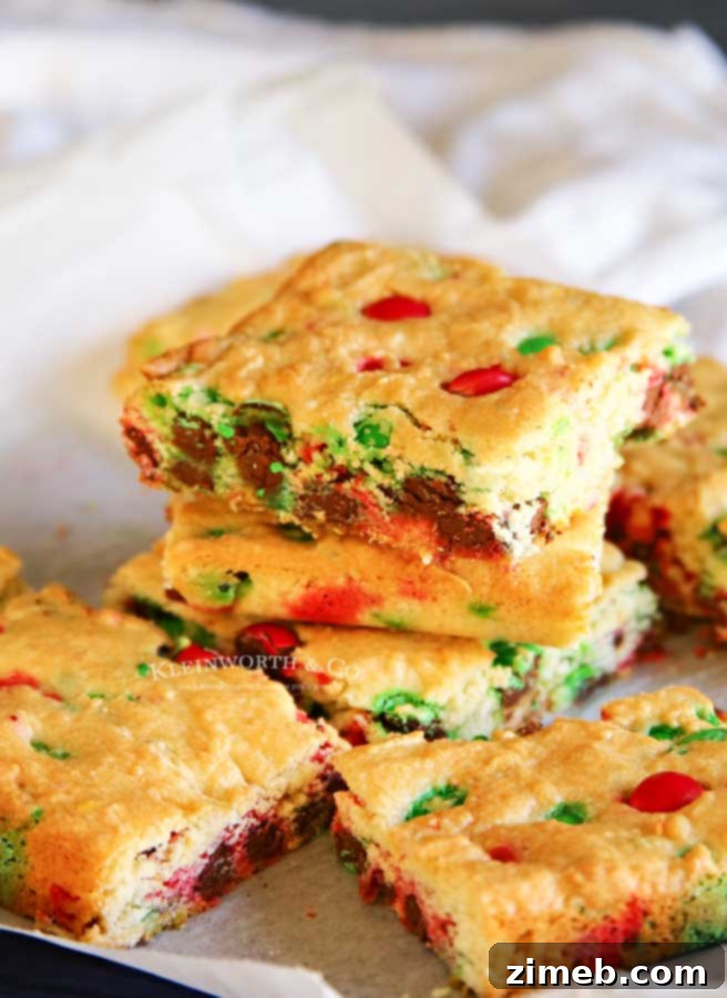 Festive M and M Cookie Bars 4 M&M Christmas Cookie Bars recipe - only 4 ingredients for a festive dessert