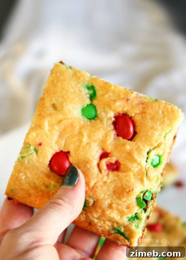 Festive M and M Cookie Bars 6 Holiday Dessert - M&M Christmas Cookie Bars - a festive and delicious treat