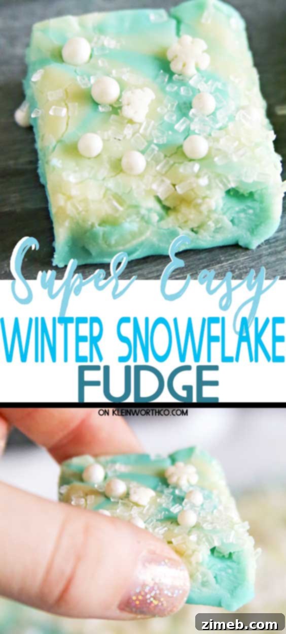 Easy Snowflake Fudge - a simple and delicious microwave fudge recipe for winter holidays