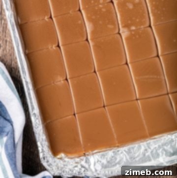 Cutting the homemade caramel - Best Homemade Caramel Candy