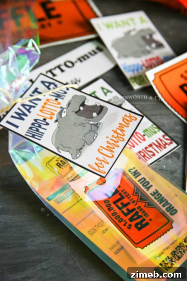 Hippo-LOTTO-mus Gift Tags 5 Holiday Gift Idea - Hippo-LOTTO-mus Lottery Gift Tags for Festive Presents