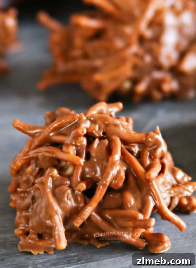 Effortless Chocolate Clusters 3 No-Bake Chocolate Haystacks featuring a blend of white and milk chocolate for a creamy texture