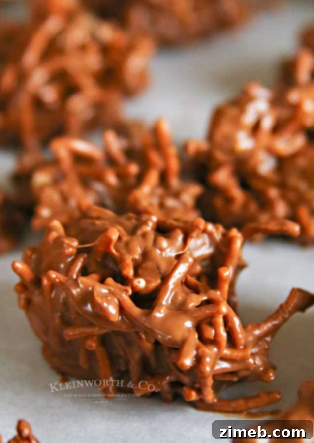 Effortless Chocolate Clusters 6 No-Bake Chocolate Haystacks prepared with crunchy walnuts, a delightful texture contrast