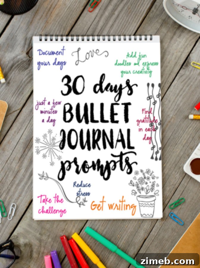 30 Days Bullet Journal Prompts Free Printable