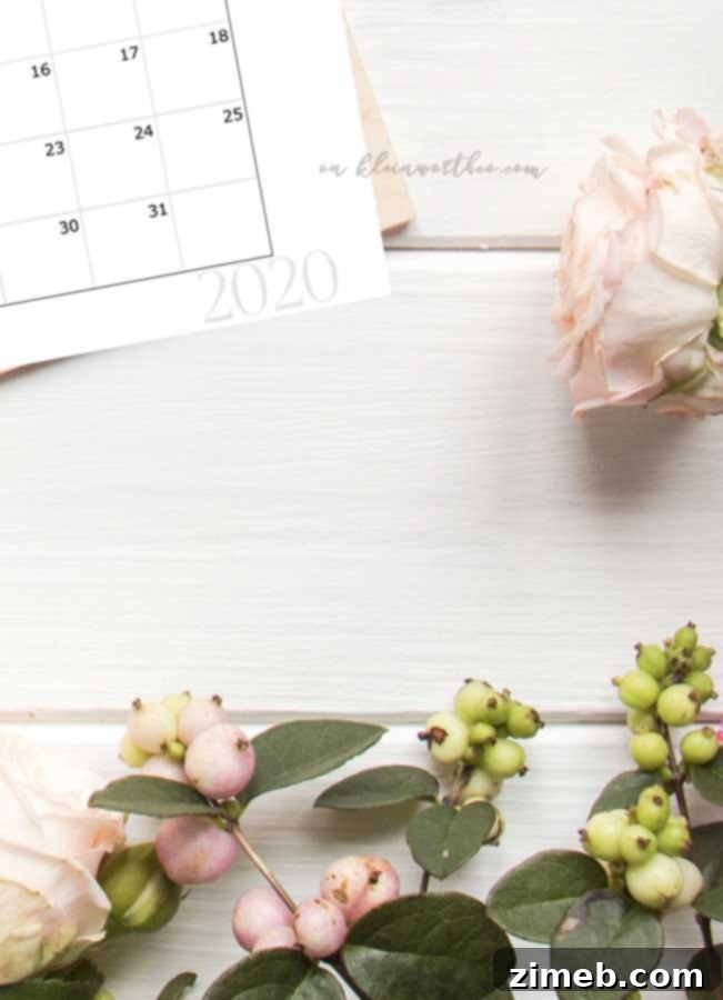 Minimalist 2020 Free Printable Calendar for Streamlined Planning