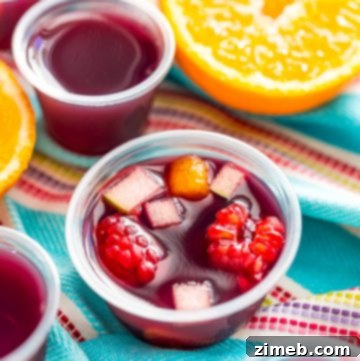 Sangria Jello Shots with mixed fruit