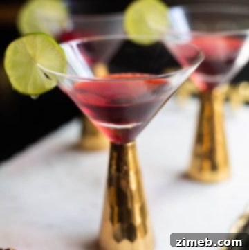 Cosmopolitan Jello Shots with lime garnish