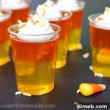 Candy Corn Jello Shots with layered colors