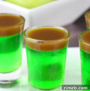 Caramel Apple Jello Shots with caramel drizzle