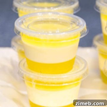 PINA COLADA JELLO SHOTS with coconut cream pudding layer