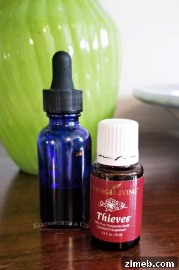 Homemade Germ Buster 4 Thieves Essential Oil in DIY Hand Sanitizer