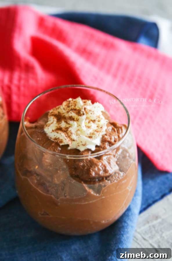 homemade chocolate pudding in a glass