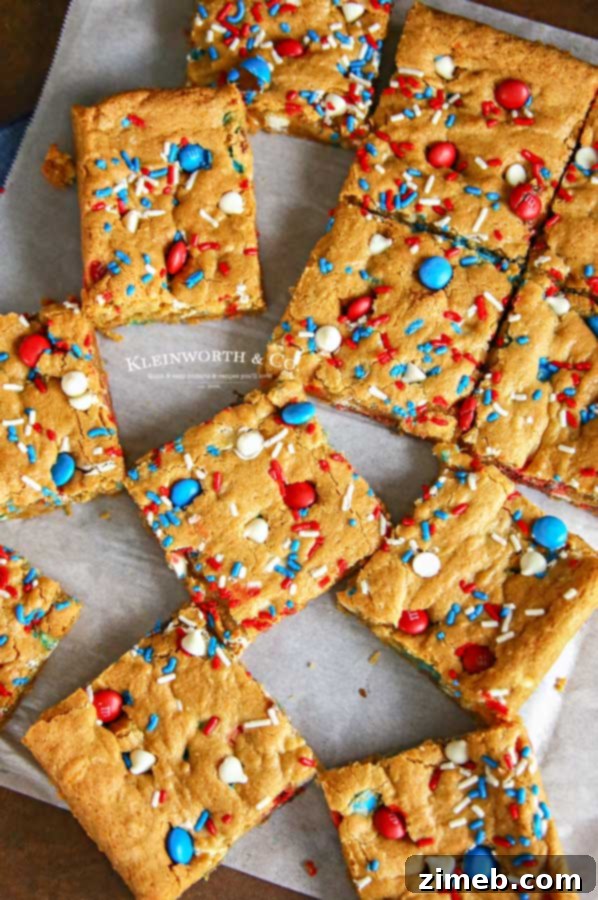 Patriotic MMs Cookie Bars 5 Step-by-step guide on how to make Patriotic M&M's Cookie Bars, a festive dessert