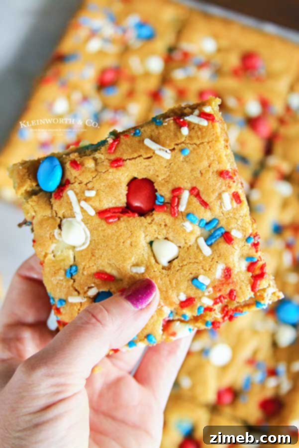 Patriotic MMs Cookie Bars 7 4th of July M&M's Cookie Bars, a patriotic dessert for summer celebrations