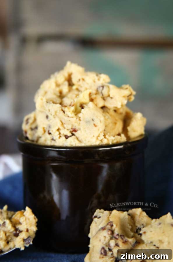 Egg Free Chocolate Chip Cookie Dough, close up of the texture.