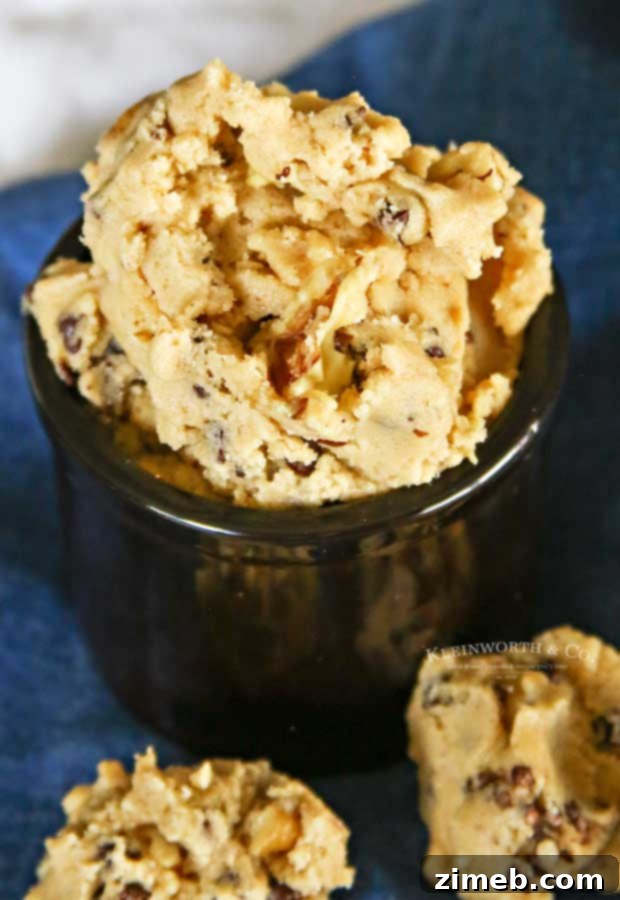 Chocolate Chip Cookie Dough recipe, showing the finished dough in a bowl.