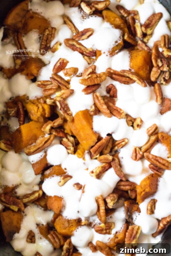 Meltingly Tender Slow Cooker Sweet Potatoes 8 sweet potatoes with melted marshmallows