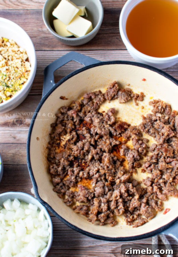 Effortless Savory Sausage Stuffing 5 stuffing - cooked sausage