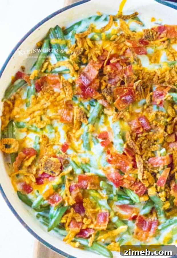 Ultimate Green Bean Bake 9 Freshly baked Green Bean Casserole, ready to serve.