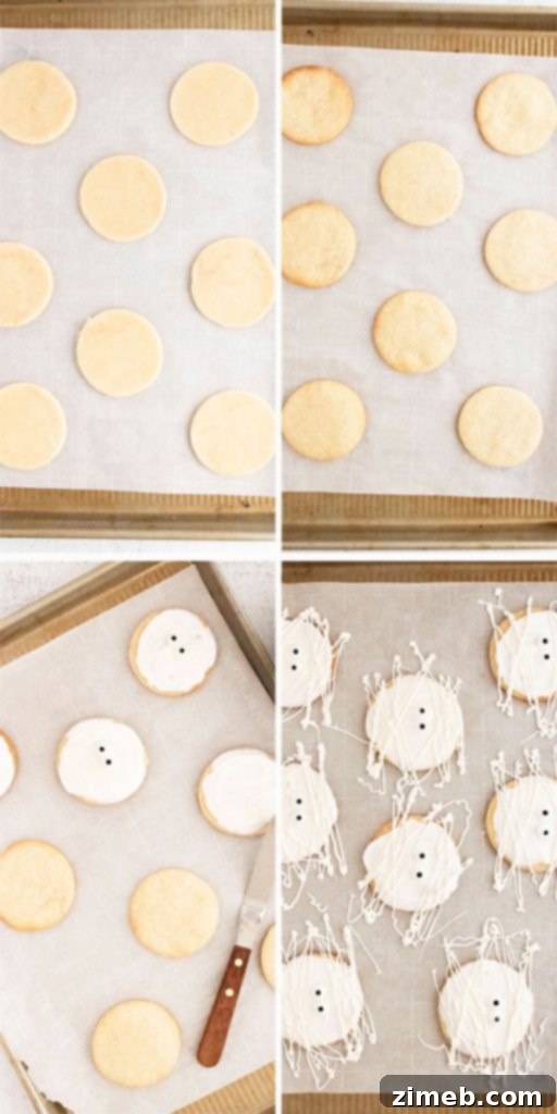 Decorating Mummy Halloween Cookies, a fun and easy step for kids