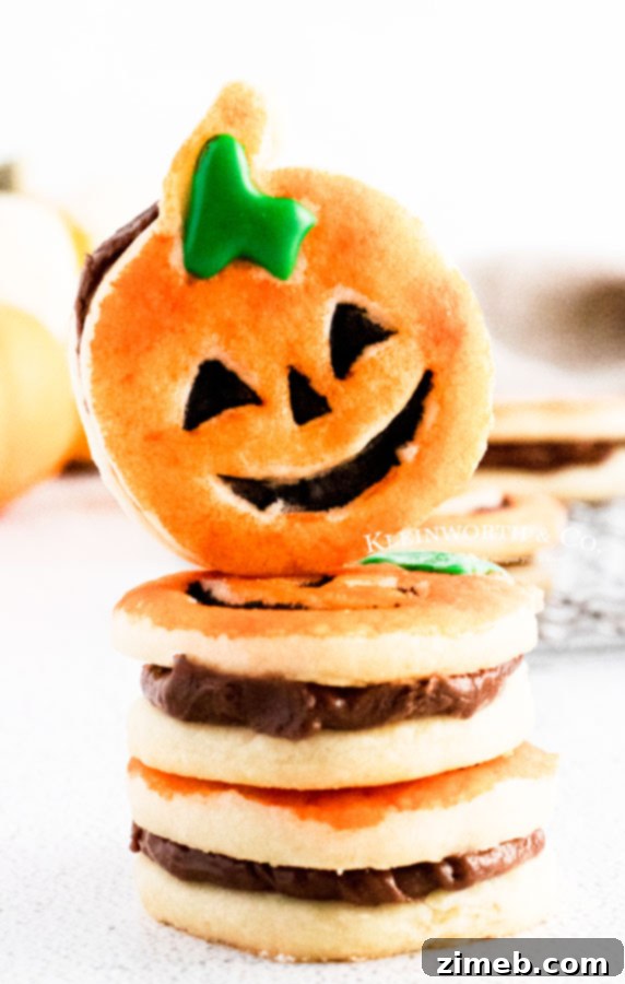 Chocolate Stuffed Shortbread Halloween Cookies