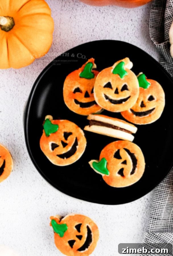 Halloween Party Pumpkin Cookies with chocolate filling