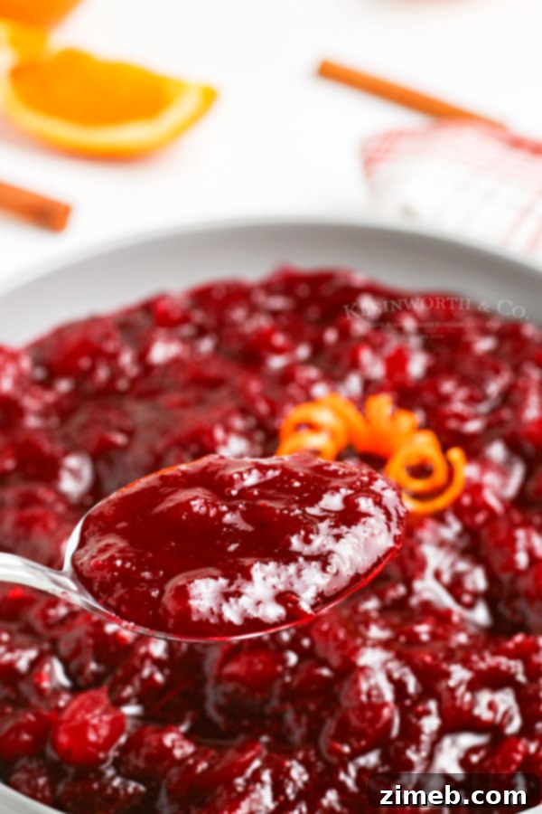 Effortless Cranberry Sauce 10 A vibrant bowl of the Best Cranberry Sauce Recipe, highlighting its rich color and perfect consistency for holiday dining.