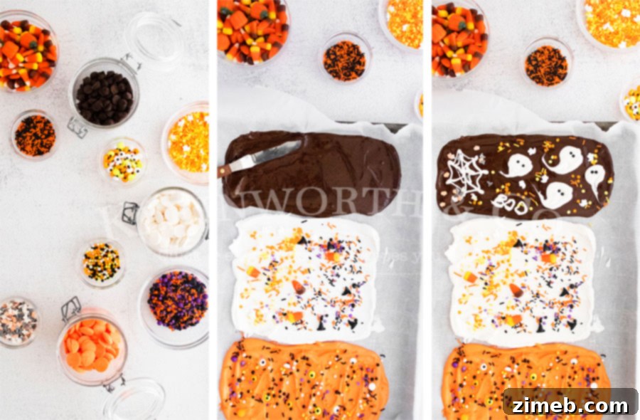 Ingredients and how to make chocolate bark - Overhead shot of components