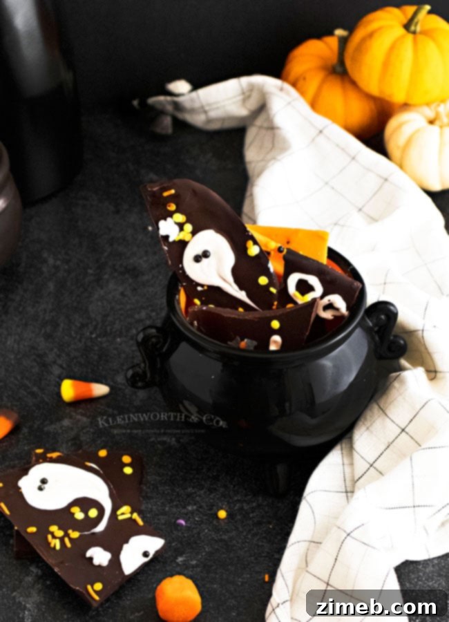 Chocolate Bark Recipe Ghost - Halloween themed chocolate bark