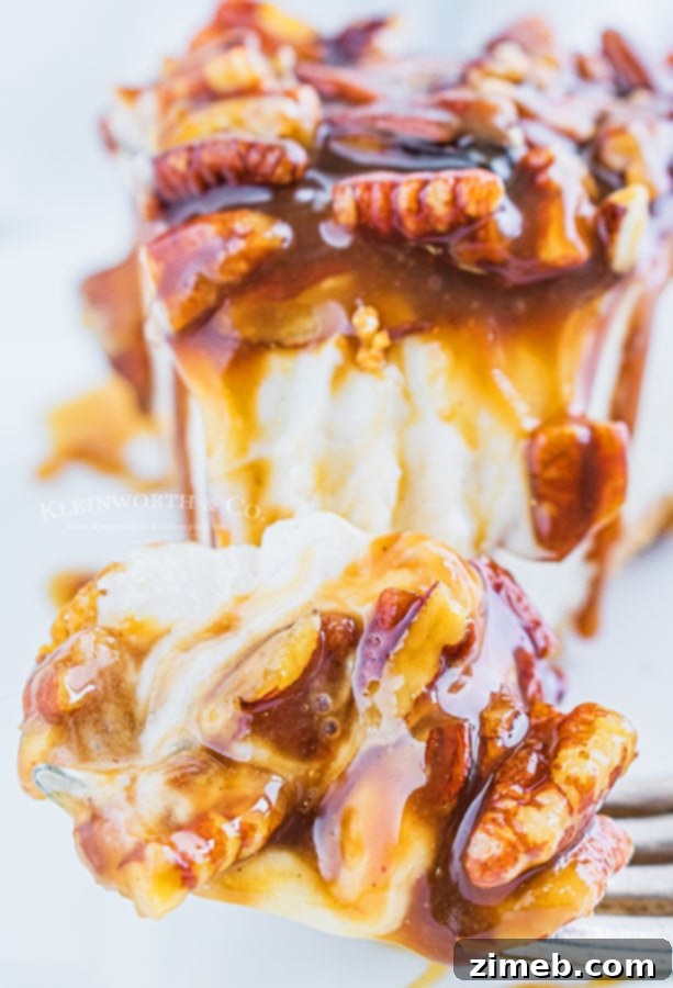 Ultimate No-Bake Pecan Pie Cheesecake 17 creamy bite of pecan cheesecake