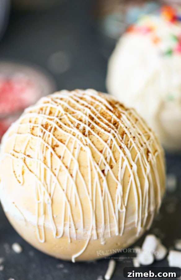 Mug-Melting Cocoa Surprises 12 Eggnog Hot Chocolate Bombs with a sprinkle of nutmeg