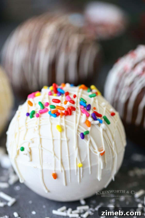 Mug-Melting Cocoa Surprises 3 Sugar Cookie Hot Chocolate Bombs with colorful sprinkles