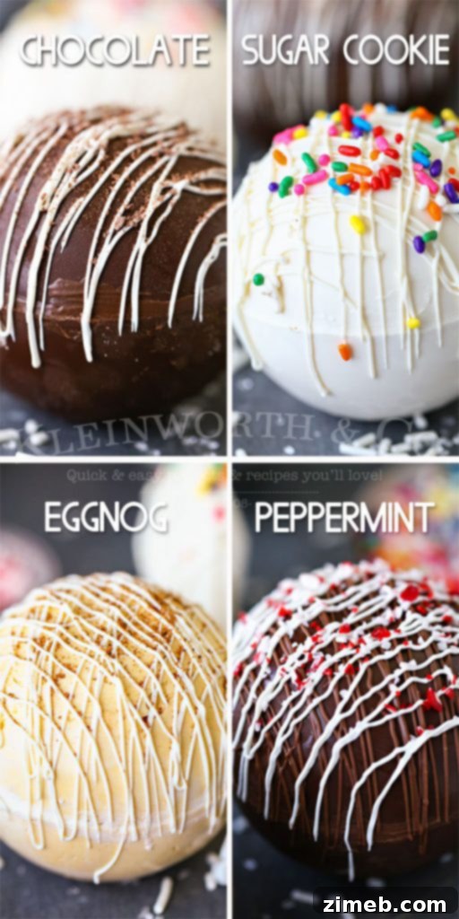 Mug-Melting Cocoa Surprises 21 Four flavors of Hot Chocolate Bombs showcased: Classic, Peppermint, Sugar Cookie, Eggnog