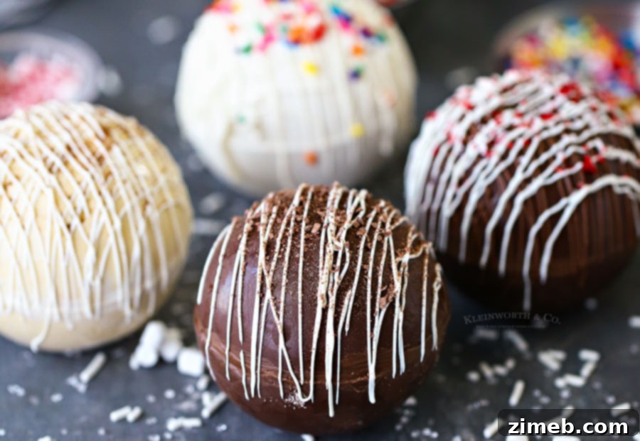 Mug-Melting Cocoa Surprises 33 Hot Chocolate Bombs - Four distinct flavors arranged for display