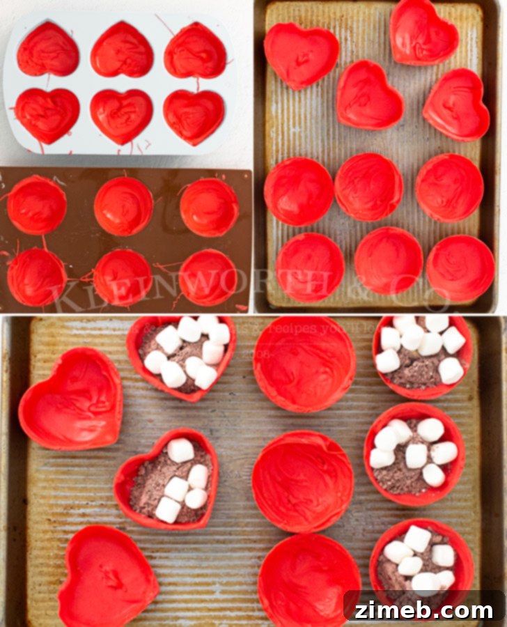 Mug-Melting Cocoa Surprises 8 How to make Red Velvet Hot Cocoa Bombs, featuring vibrant red chocolate shells.