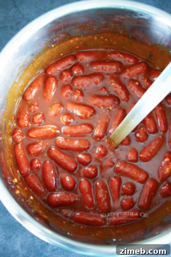 Sticky Sweet Instant Pot BBQ Smokies 4 BBQ Smokies in the Instant Pot