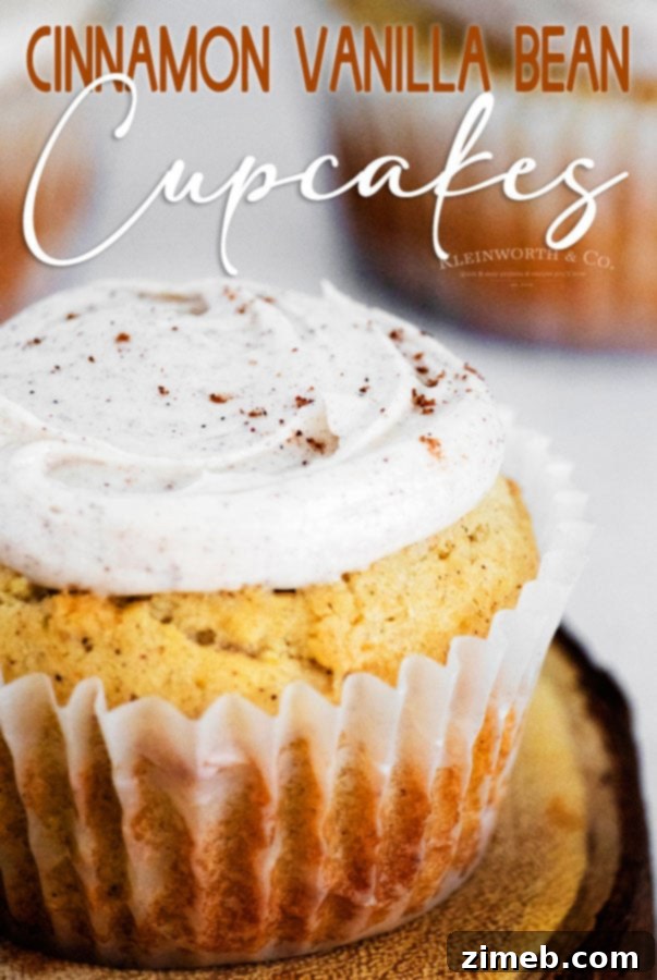 Cinnamon Vanilla Bean Cupcakes, freshly frosted and ready to enjoy