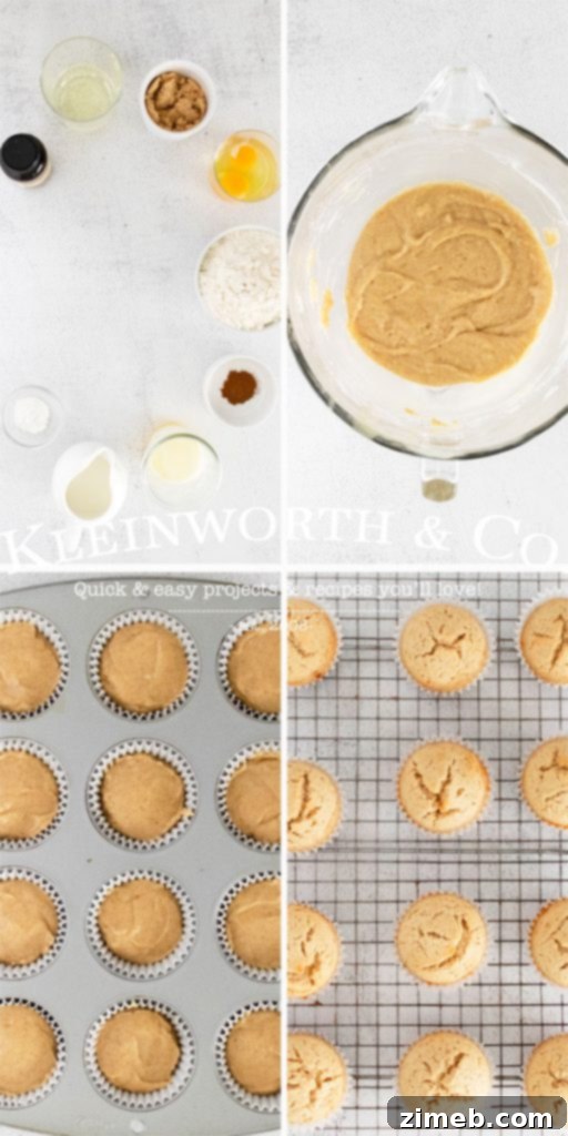 Steps to make Cinnamon Vanilla Bean Cupcakes, showcasing the batter