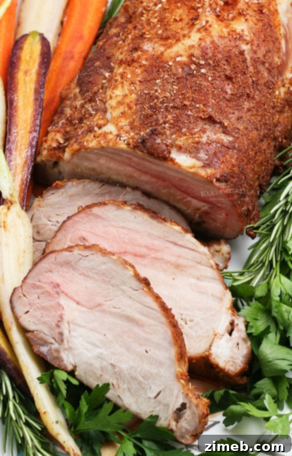 Succulent Pork Loin 3 Beautifully roasted pork loin, a festive and appealing main dish for holiday gatherings.