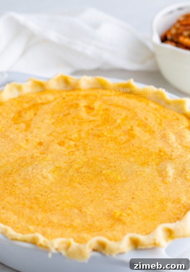The Ultimate Pumpkin Pie 10 pumpkin pie filled before baking