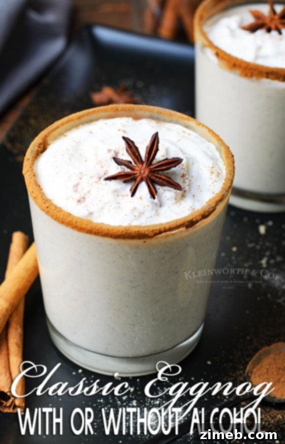 Timeless Homemade Eggnog 24 A festive holiday spread featuring Classic Homemade Eggnog, beautifully presented with whipped cream and star anise garnish.