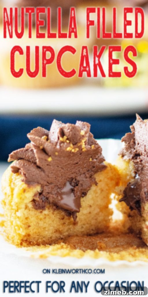 Decadent Nutella Filled Cupcakes with chocolate frosting, ideal for celebrations.